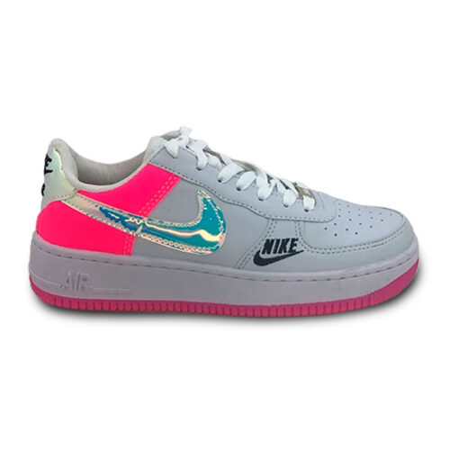 Tênis Nike Air Force 1 – White/Pink/Holographic – Feminino
